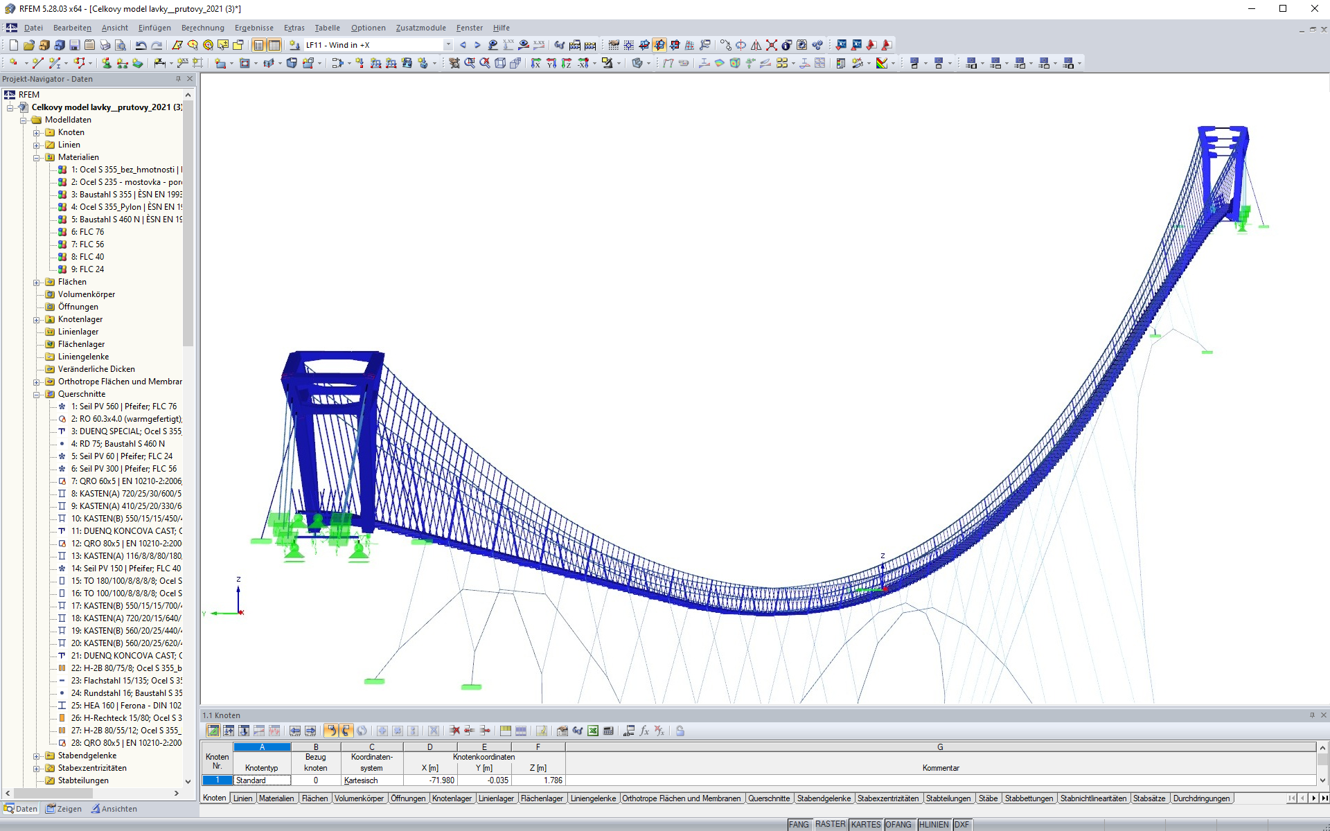 CP 001237 | 3D-Stabmodell der Fußgängerbrücke in RFEM 5