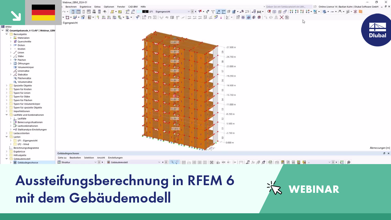Aussteifungsberechnung in RFEM 6 mit dem Gebäudemodell