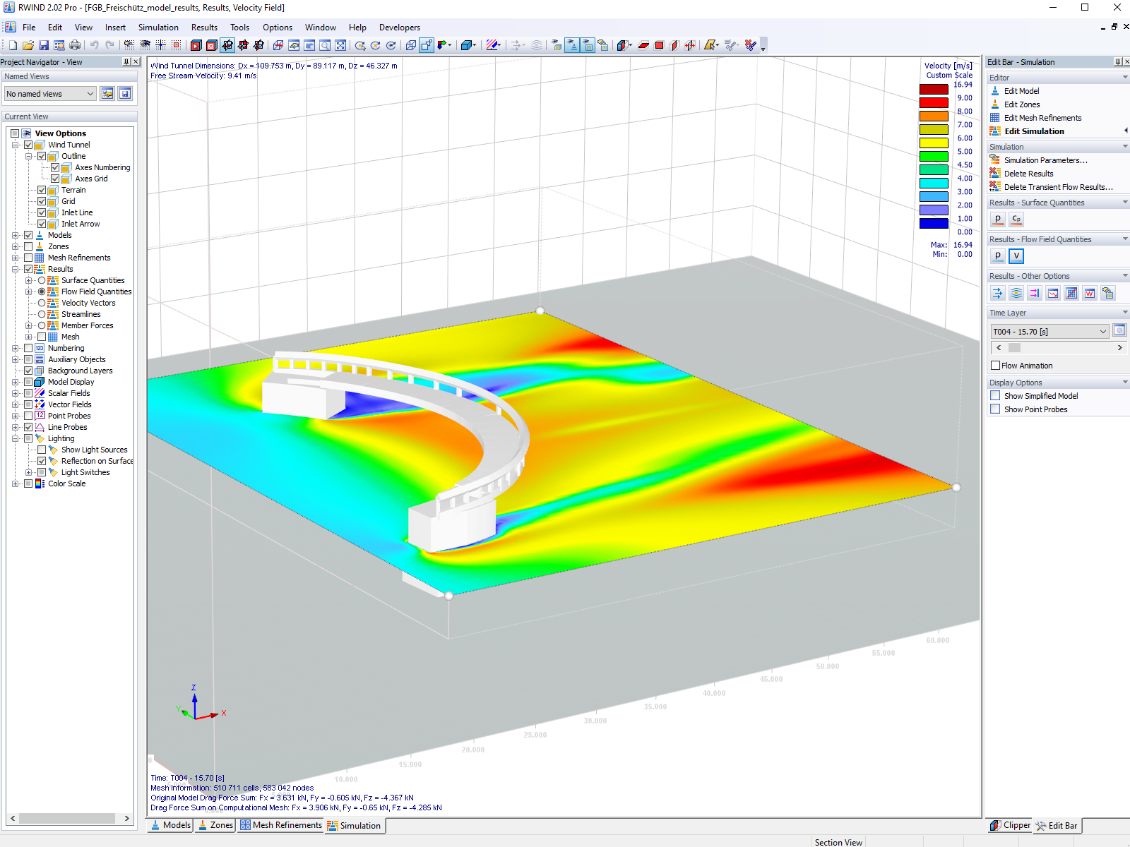 Simulation of Wind Flow on a Bridge Structure