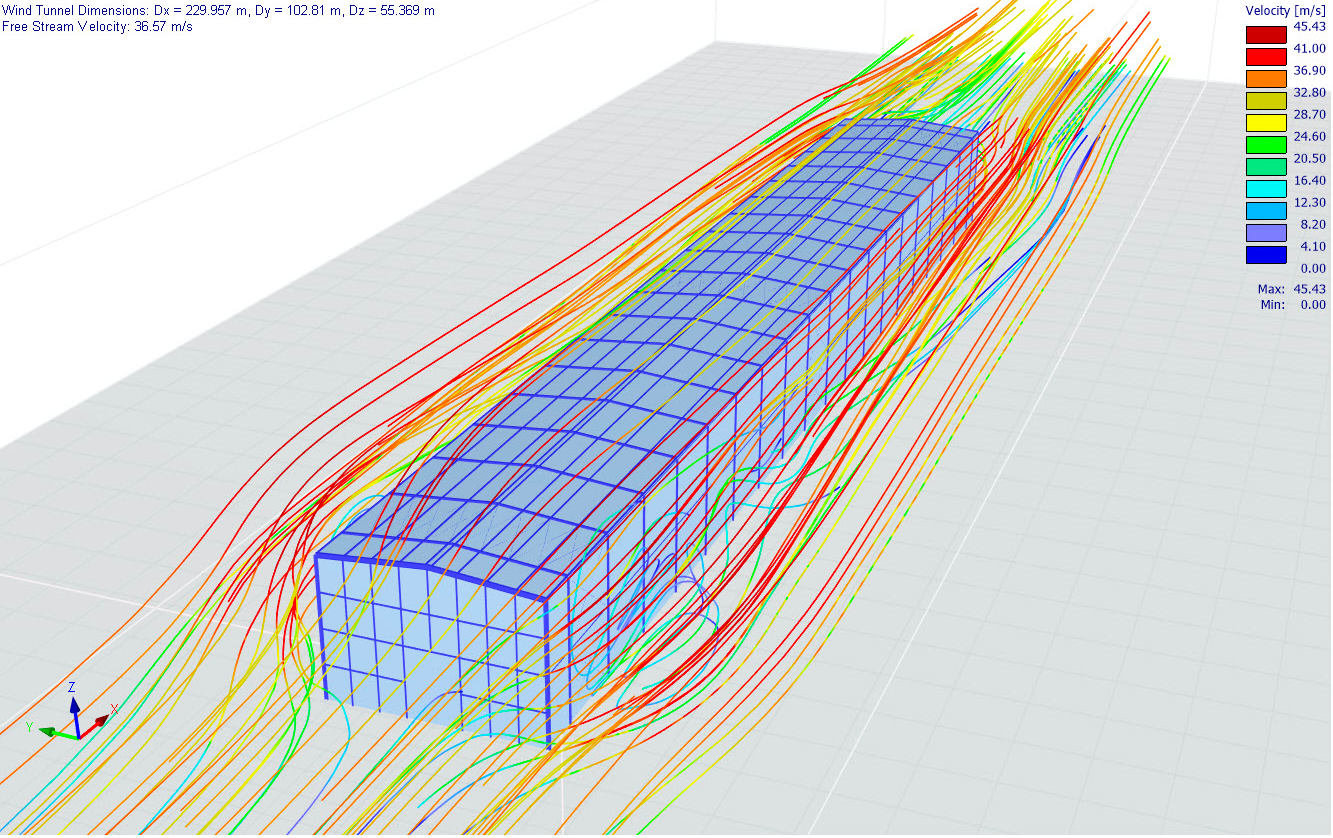 Modelação de vento no RFEM como carga estrutural com referência à abordagem padrão