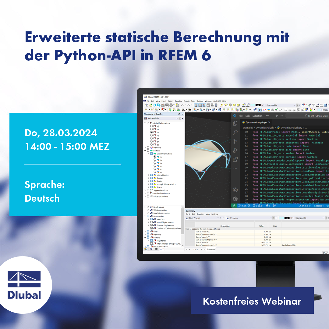 Erweiterte statische Berechnung mit der Python-API in RFEM 6