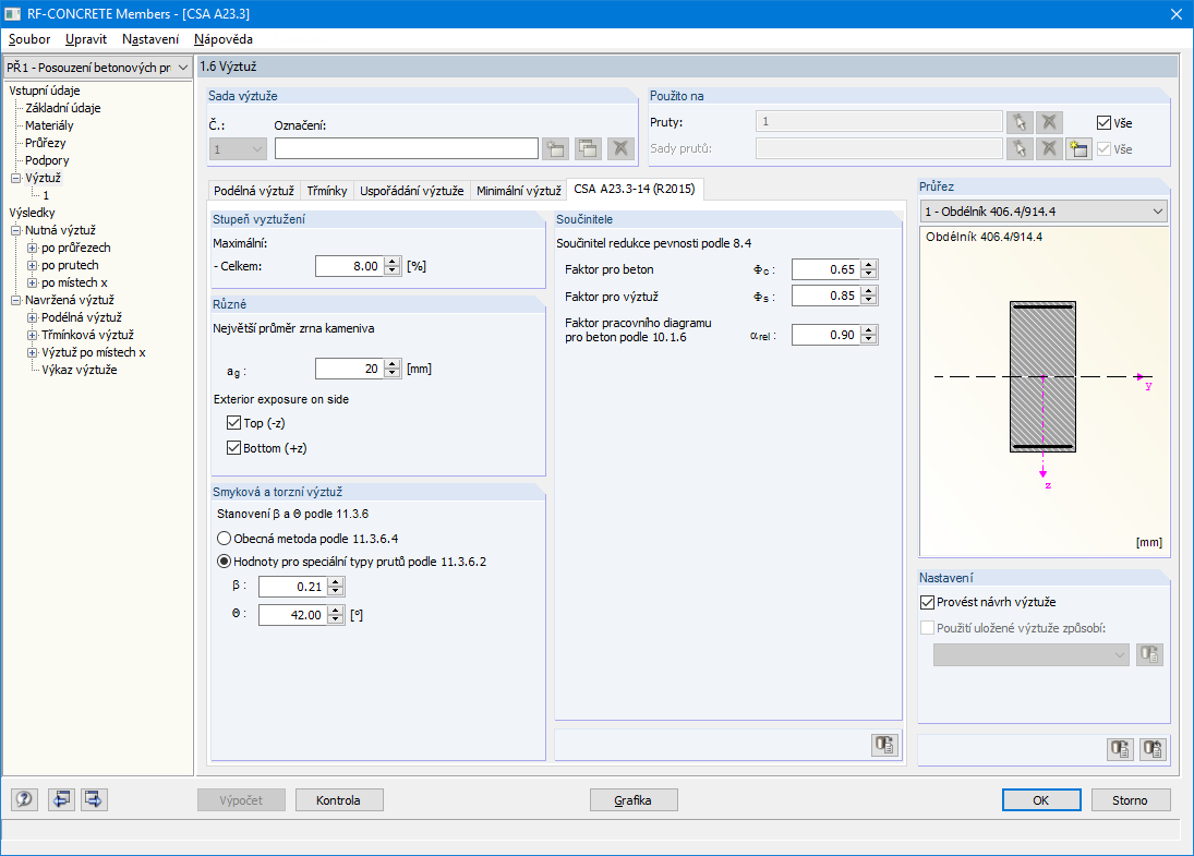 Maske 1.6 Bewehrung - Register CSA A23.3