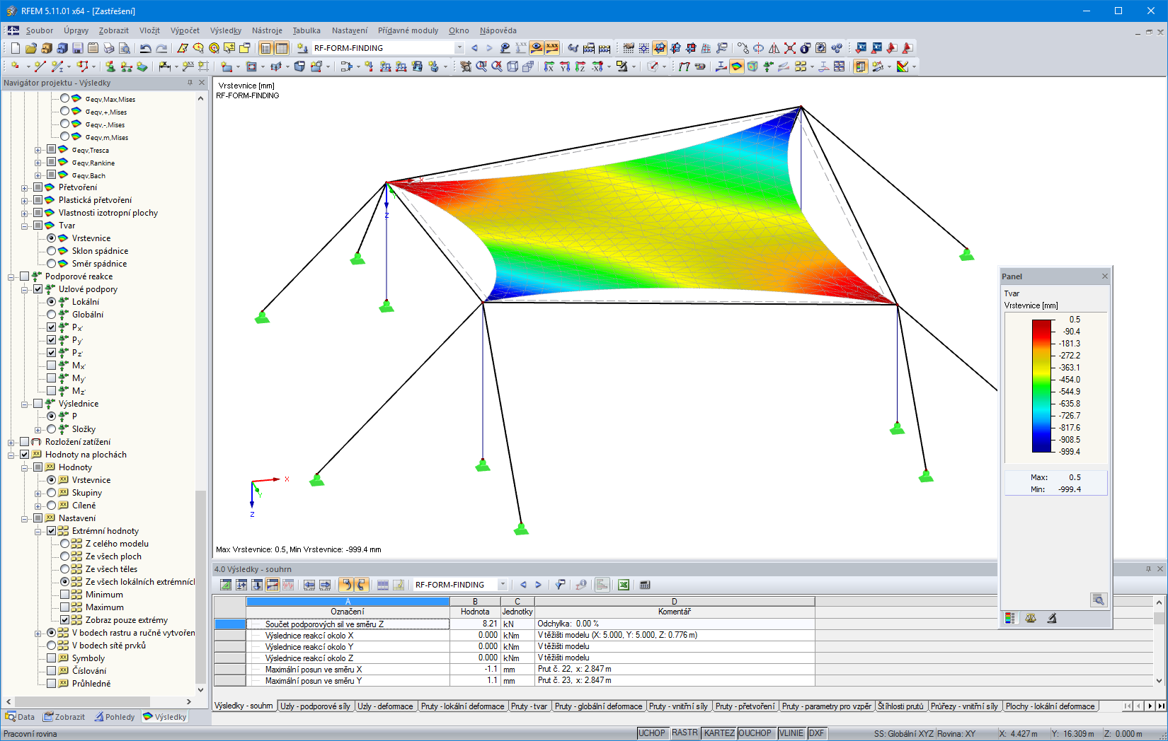 Konturlinien nach Formfindung in RFEM