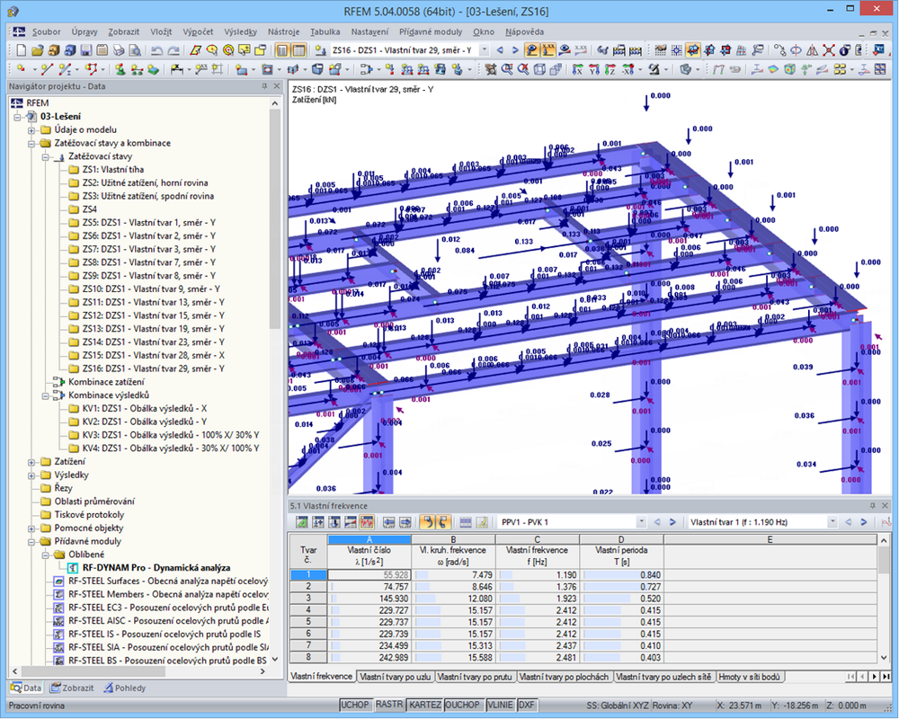 RF-DYNAM Pro - Equivalent Loads: náhradní zatížení vlastního tvaru