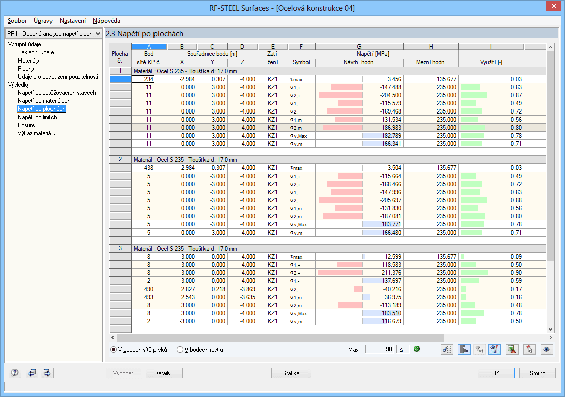 2.1 Spannungen lastfallweise