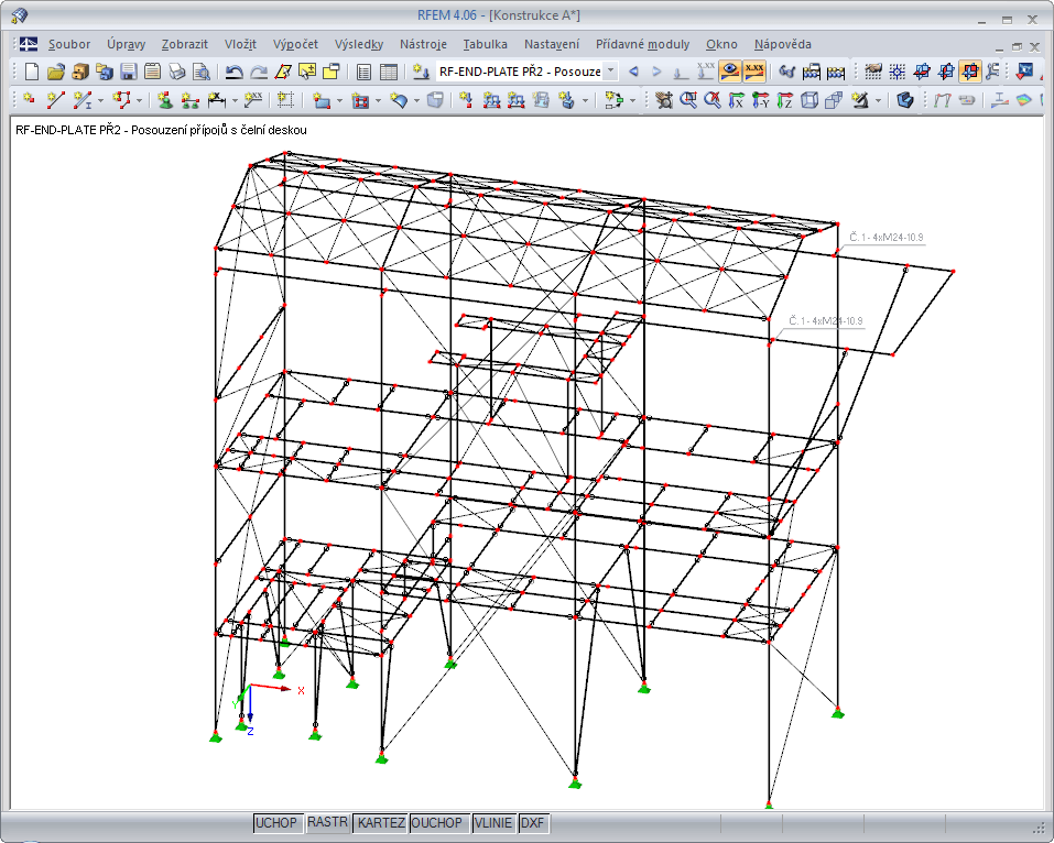 Lageplot der angewendeten Stabenden