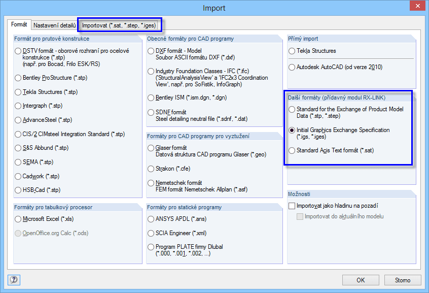 Import von SAT-, IGS- und STP-Dateien