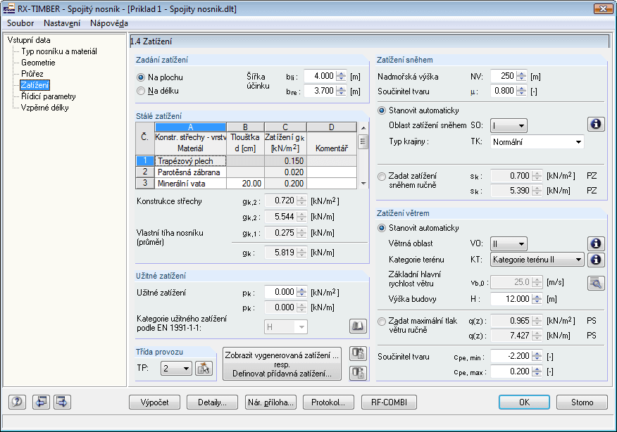 Dialog 1.4 Zatížení