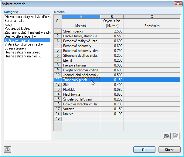 Databáze střešních konstrukcí