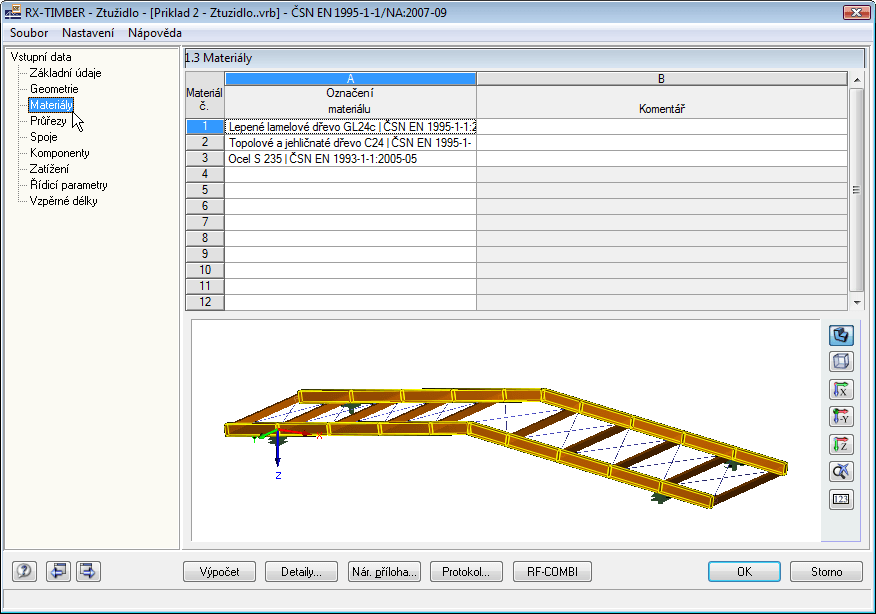 Dialog 1.3 Materiály