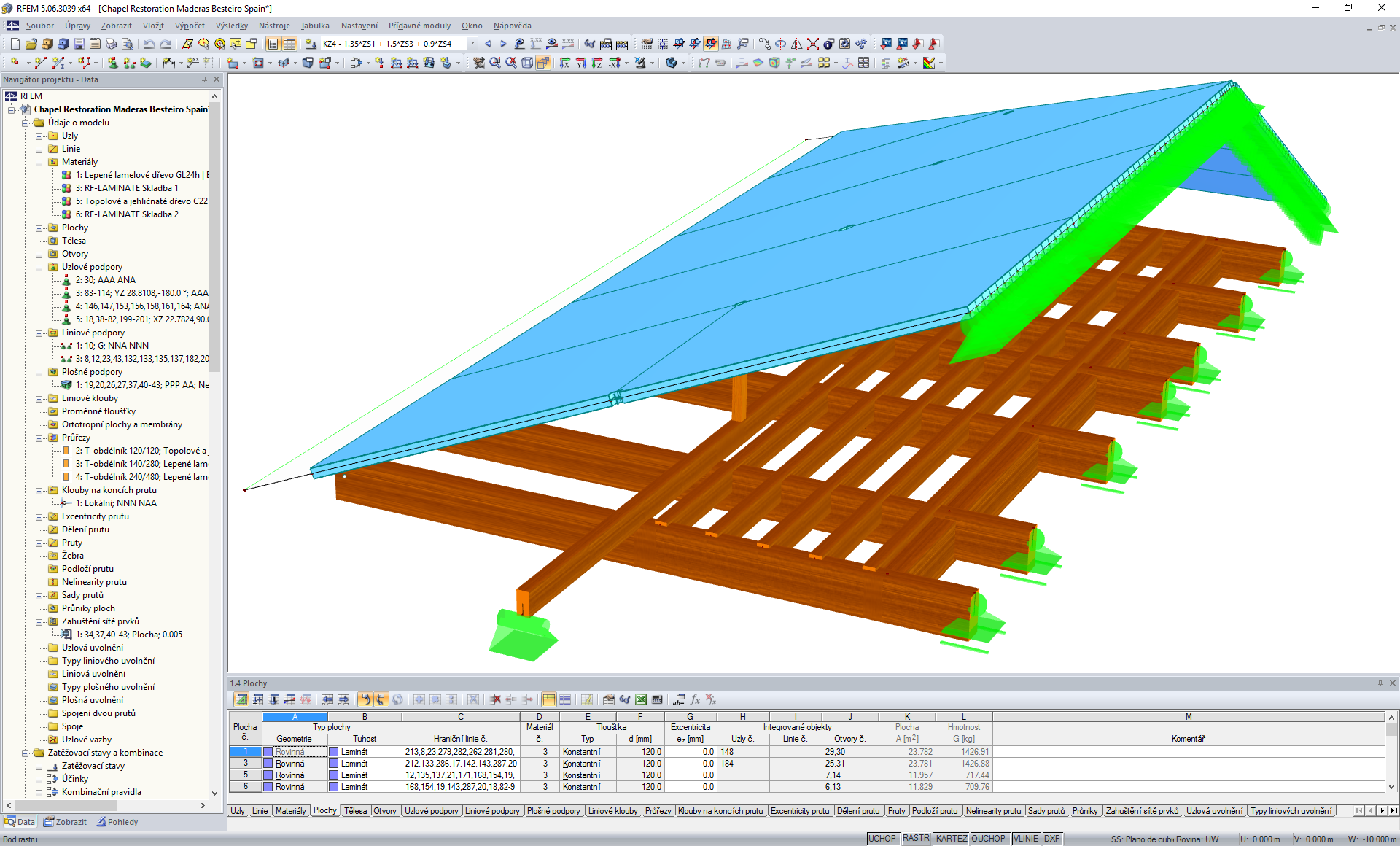 Model zastřešené kaple v programu RFEM (© Maderas Besteiro SL)