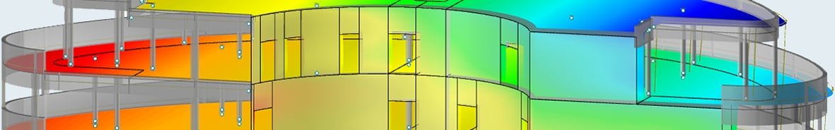 Program RFEM pro statické výpočty metodou konečných prvků | Průběhy výsledků na modelu budovy