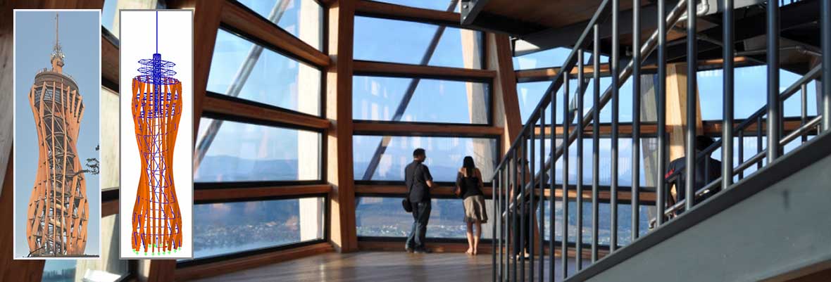 Stabwerksprogramm RSTAB | Rozhledna na Pyramidenkogel, Wörthersee, Rakousko