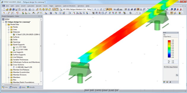 Přídavný modul RF-/STEEL Fatigue Members pro RFEM/RSTAB