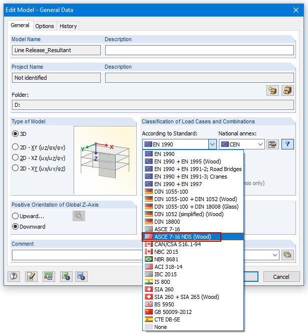 RFEM/RSTAB: Klassifizierung von Lastfällen nach ASCE 7-16 NDS (Holz)