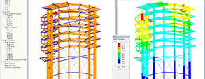 3D model a deformace vyhlídkové věže v programu RSTAB (© WIEHAG GmbH)