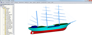 Model plachetnice 'Alexander von Humboldt II' v RFEMu