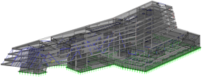 RFEM model Objektu 1 Science Parku v Linci, Rakousko