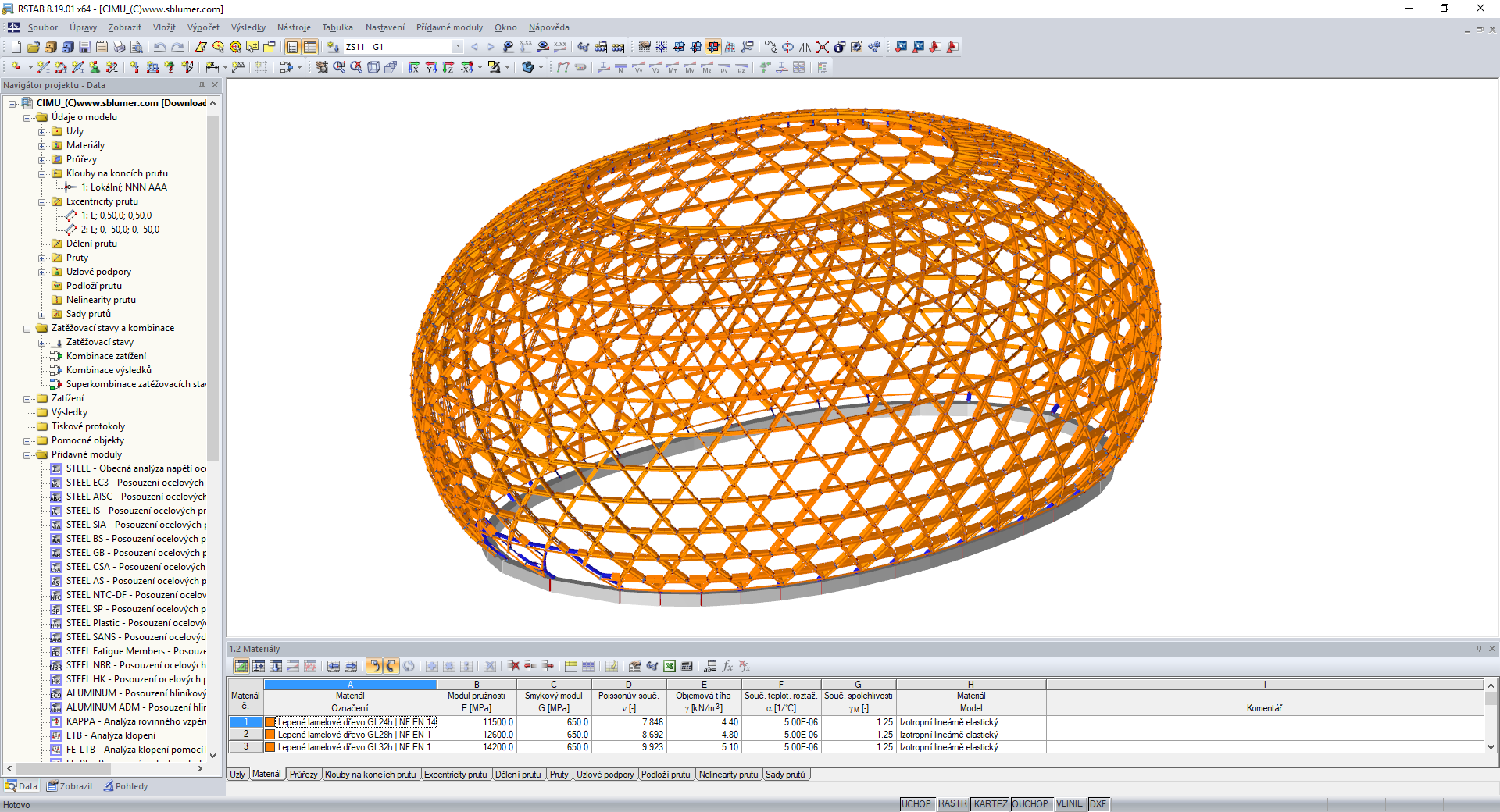 3D model CIMU - ILE DE SEGUIN v programu RSTAB (© sblumer ZT GmbH)