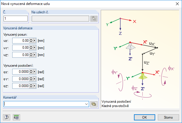 Dialog „Nová vynucená deformace uzlu“