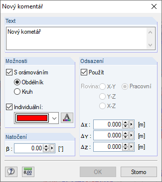 Dialog „Nový komentář“