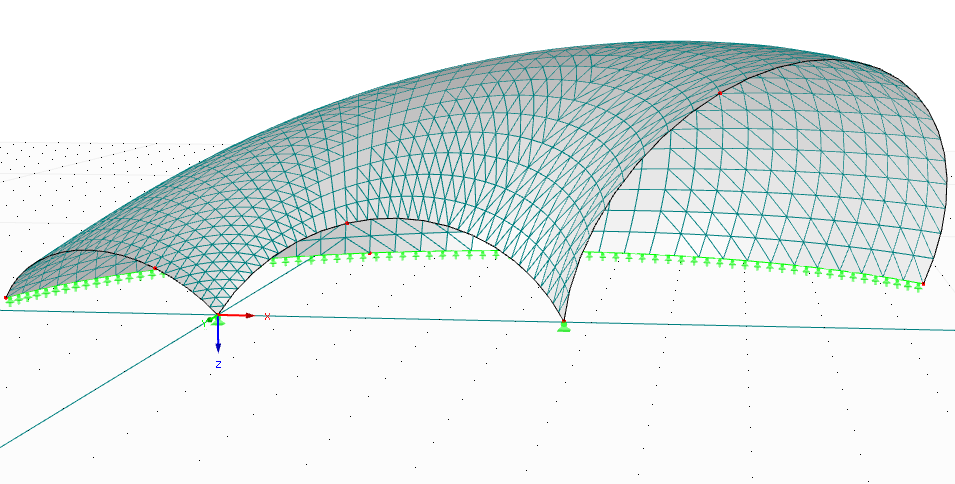 Model skořepiny v programu RFEM