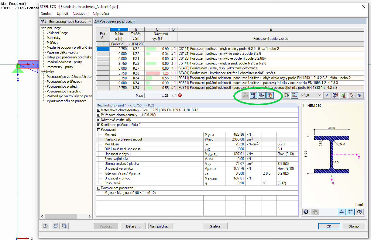 Možnost filtrování detailních výsledků v modulu RF-STEEL EC3