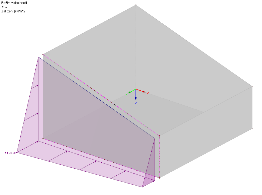 Zobrazení aplikovaného volného polygonového zatížení