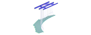 3D model zavěšeného skleněného schodiště v programu RFEM (© Stutzki Engineering)