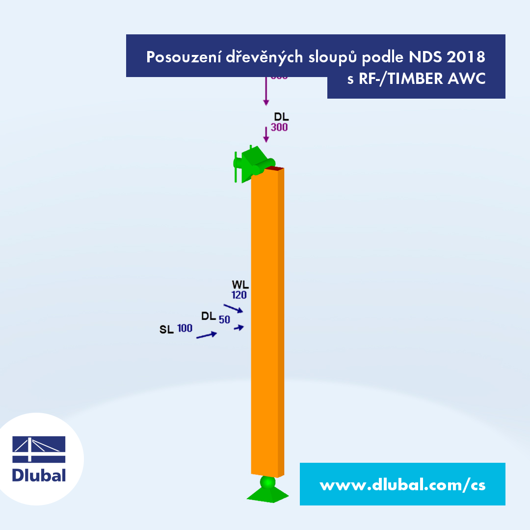 Posouzení dřevěného prutu podle NDS 2018 \n v modulu RF-/TIMBER AWC