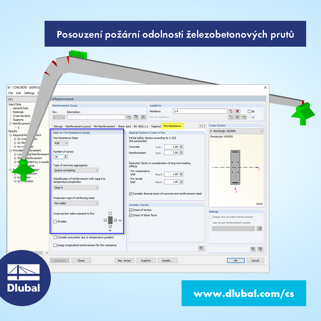 Posouzení požární odolnosti železobetonových prutů