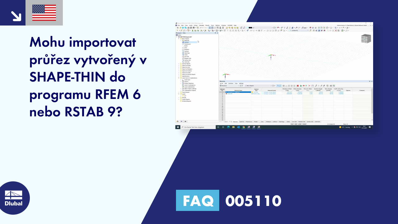 FAQ 005110 | Mohu importovat průřez vytvořený v SHAPE-THIN do programu RFEM 6 nebo RSTAB 9?