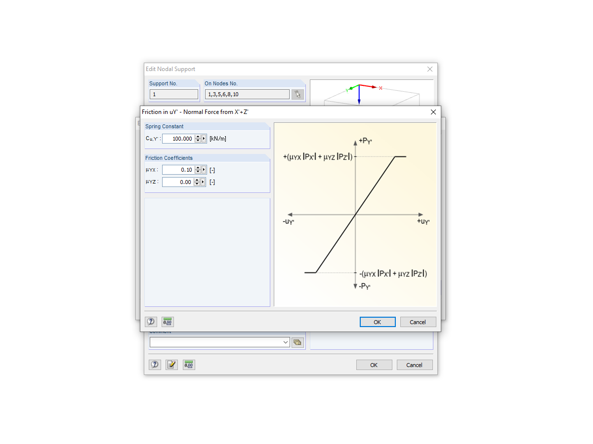 FAQ 003537 | Je možné v programu RFEM nebo RSTAB zohlednit také tření při uzlové podpoře?