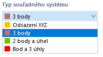 Výběr typu souřadného systému