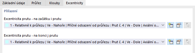 Excentricity prutu na obou koncích prutu