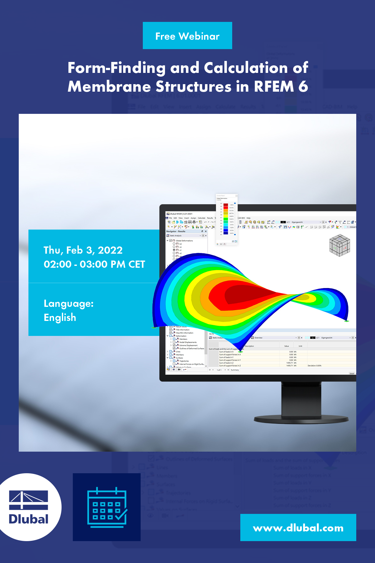 Form-finding a výpočet membránových konstrukcí v programu RFEM 6