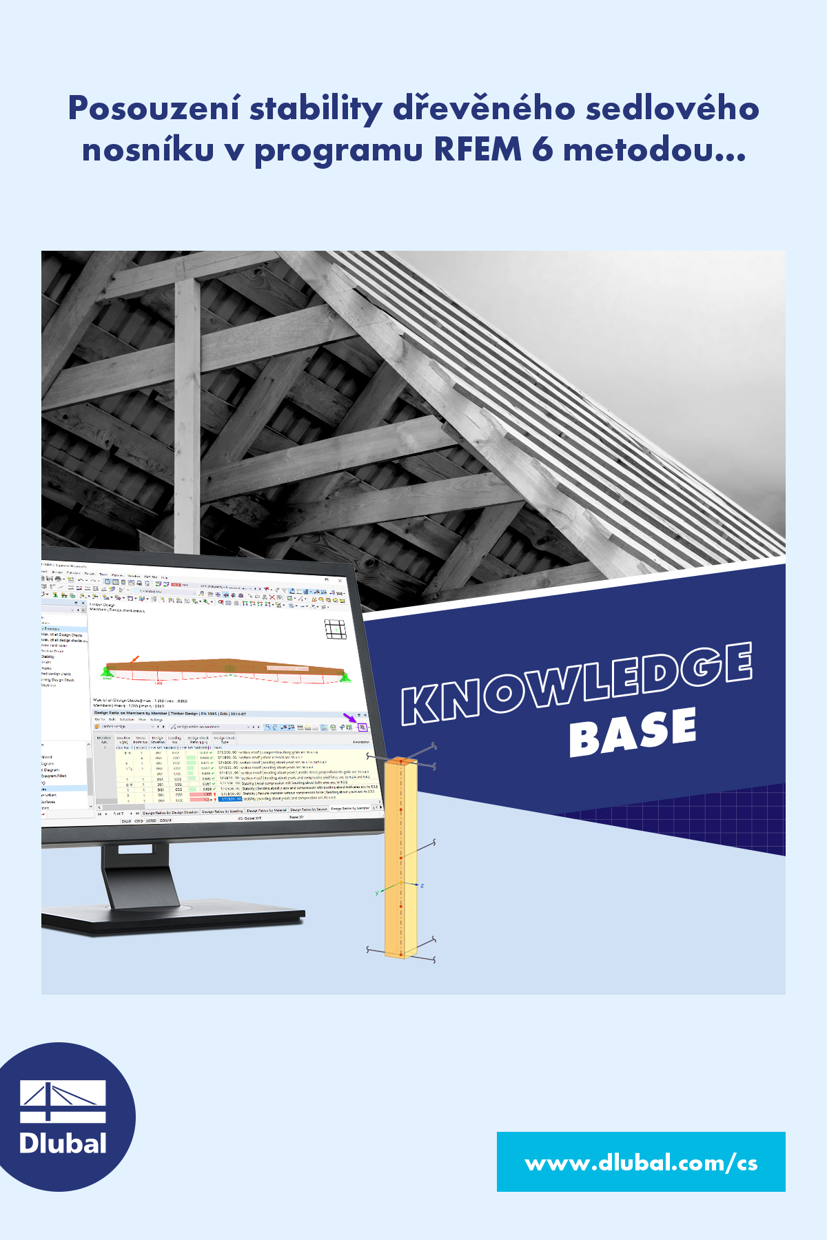 Posouzení stability dřevěného sedlového nosníku v programu RFEM 6 metodou náhradního prutu
