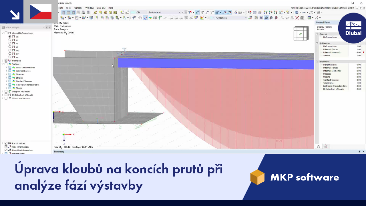 Video: Úprava kloubů na koncích prutů při analýze fází výstavby