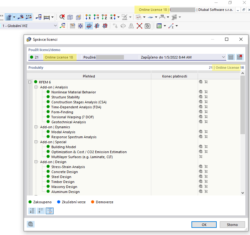 FAQ 005165 | Existují pro programy RFEM 6 a RSTAB 9 pouze online licence?