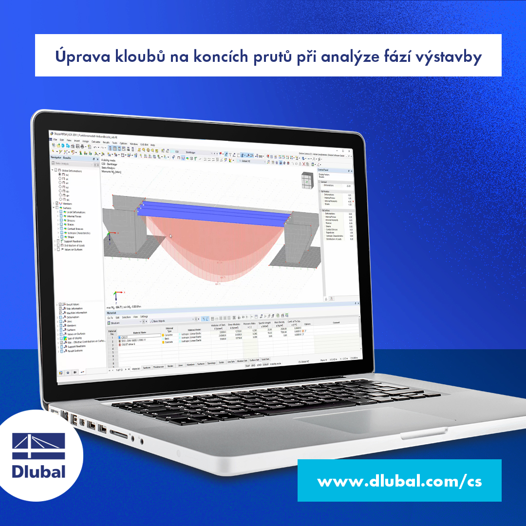Úprava kloubů na koncích prutů při analýze fází výstavby