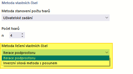 Vyberte metodu řešení úlohy s vlastními čísly