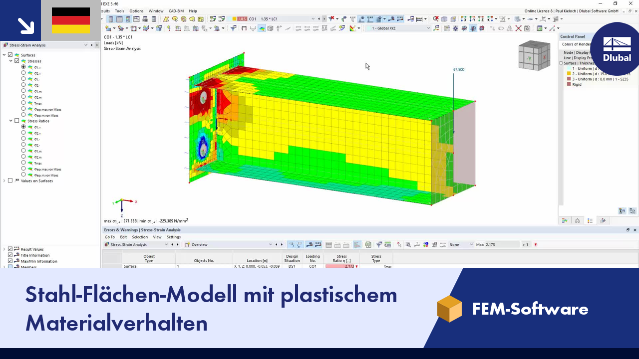 Video: Ocelový plošný model s plastickým chováním materiálu