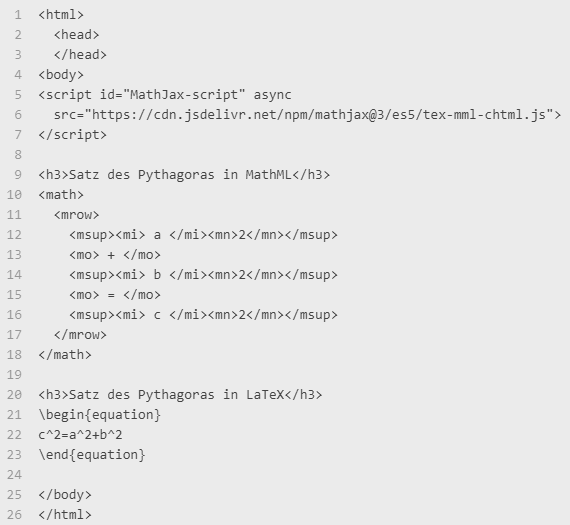 Formel im MathML- und LaTeX-Format