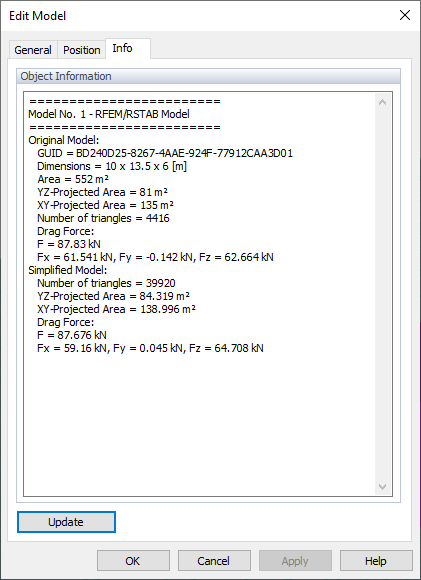 Upravit model, Informace