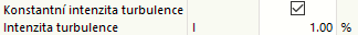 Nastavení jednotné intenzity turbulence