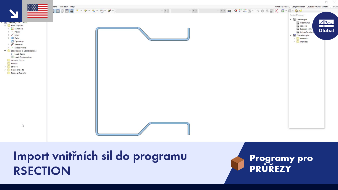 Import vnitřních sil do programu RSECTION 1