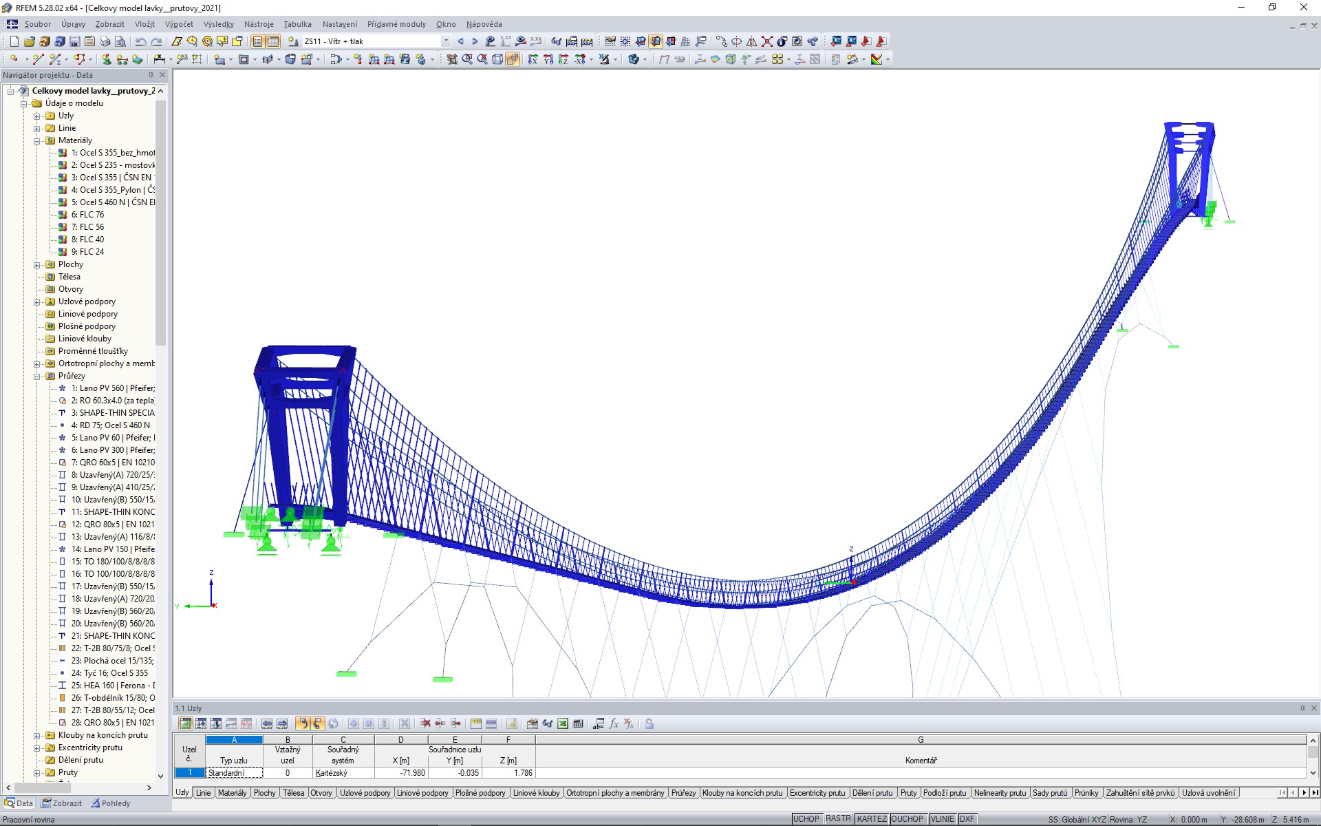 CP 001237 | Prutový 3D model lávky v programu RFEM 5