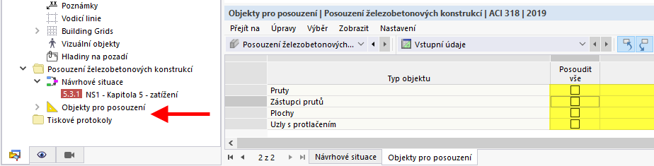 Chybějící konfigurace v navigátoru ' data ' | pro posouzení nejsou vybrány žádné objekty