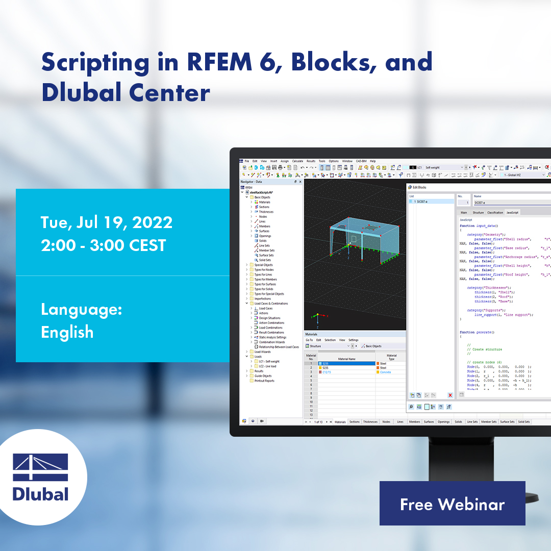 Skriptování v programu RFEM 6, bloky a Dlubal centrum