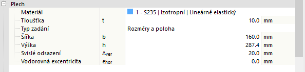 Nastavení desky - kóty a typ zadání polohy